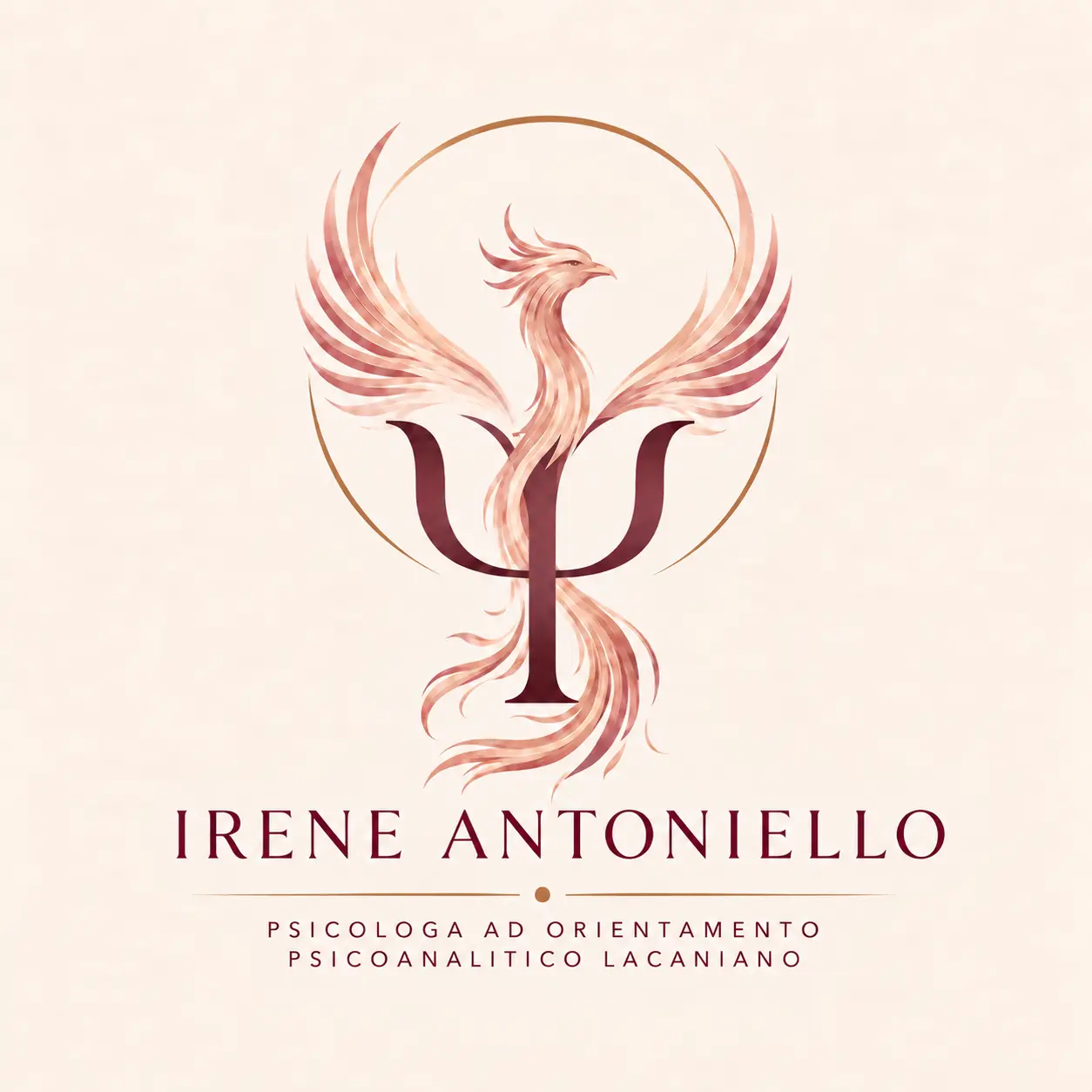 Logo della Dott.ssa Irene Antoniello: una fenice intrecciata al simbolo Psi
